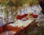 约翰 辛格 萨金特 : Two Women Asleep in a Punt under the Willows
